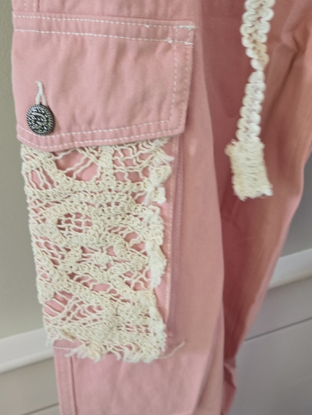 POL Pink Cargo Jogger Pants with Crochet Pocket Accents - Picture 3 of 8